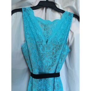 Calvin Klein NWOT Bright Egg Blue Lace Sleeveless Sheath Dress - Belted - 12